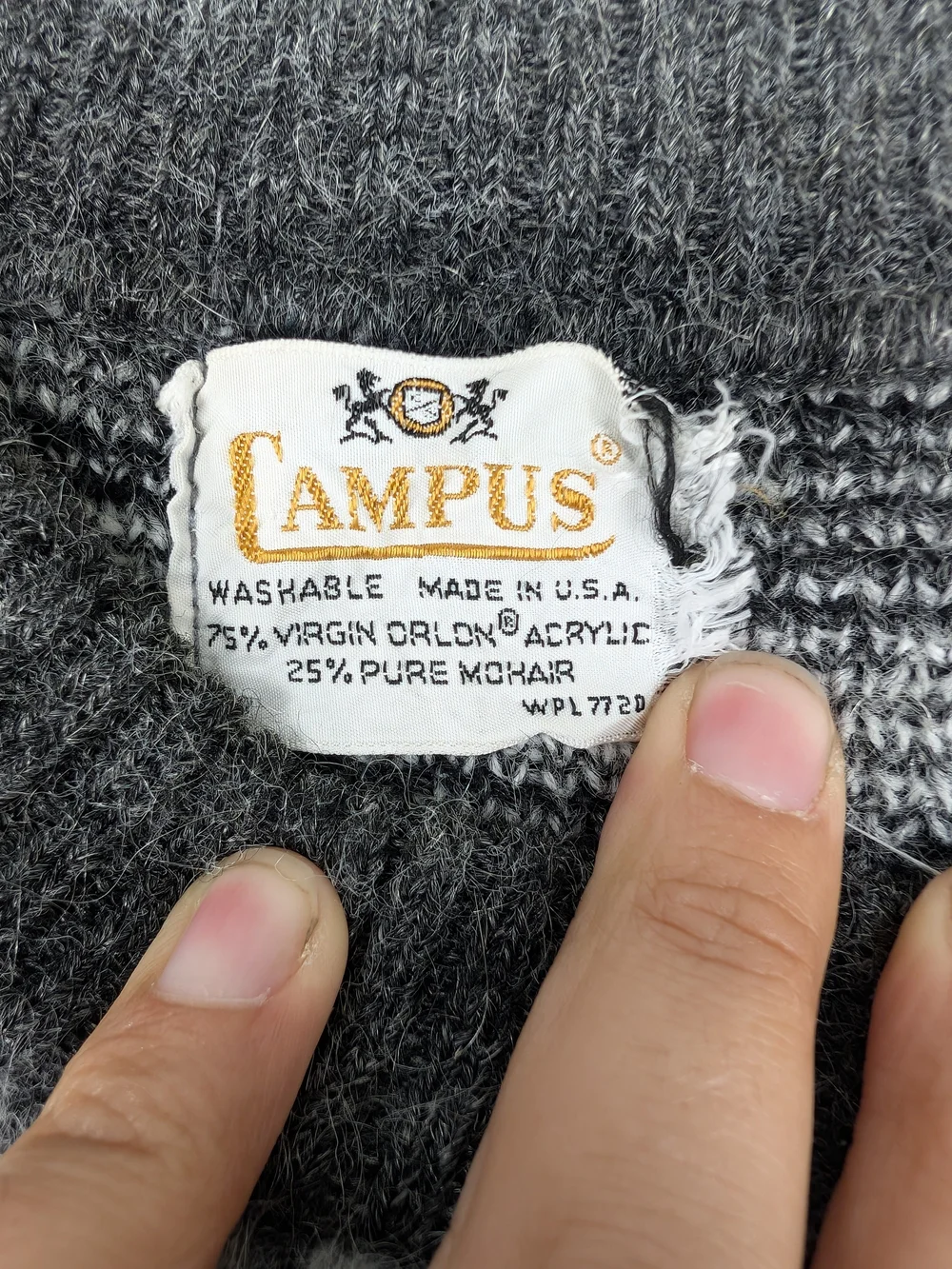 Men's Patterned Gray Crewneck Sweater